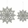 Creative Co-Op Large Silver Glass Glitter Snowflakes 2 Creative Co-Op Large Silver Glass Glitter Snowflakes